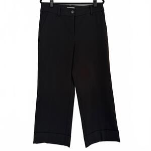 LOFT | Black Wide-Leg Cuffed Trouser | Size 10